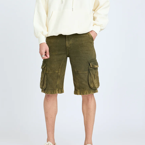 Best Quality Oversized Men's High Waist Straight Knitted Denim Shorts Custom Logo Breathable Eco-Friendly Casual Light Wash 100% - Product Image 2