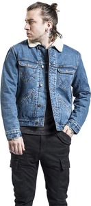Veste en jean bleu clair personnalisée pour hommes Design tendance tendance Tissu imprimé en peau de mouton matelassé avec intérieur en fourrure Broderie personnalisée - Product Image 4