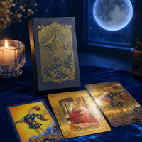 Cartes de tarot de haute qualité, jeu de divination en feuille d'or de luxe avec boîte-cadeau noire pour la lecture et la collection