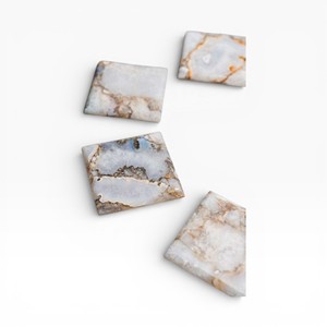 Green Natural Agate Gemstone <b>Coasters</b> with <b>Gold</b> Edges for Premium Home and Office Decoration - Product Image 3