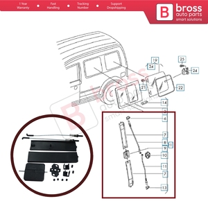 BDP965 Side Sliding <b>Window</b> Glass Latch <b>Cover</b> Set 2K0847781B for Caddy MK3 - Product Image 5