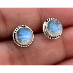 ต่างหูเงิน925มูนสโตนสีรุ้งทำด้วยมือเครื่องประดับสำหรับงานแต่งงานแบบอินเดียสำหรับผู้หญิงและเด็กผู้หญิงสัญลักษณ์ทางศาสนาของชาวคริสเตียน - Product Image 1