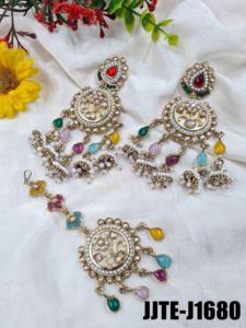 ต่างหูแฟชั่นอัลลอยสุดหรูพร้อมชุดทิกก้าเข้าคู่สำหรับเจ้าสาวงานปาร์ตี้งานแต่งงานเครื่องประดับชาติพันธุ์ดั้งเดิมขายส่ง - Product Image 5