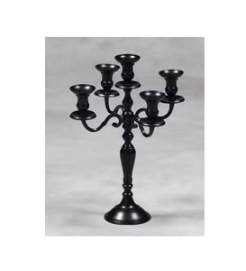 European Design Handmade Black Candle <b>Stand</b> <b>Crystal</b> Metal Candelabra Wedding Centerpiece Hot Selling Christmas Decorative Candle - Product Image 1