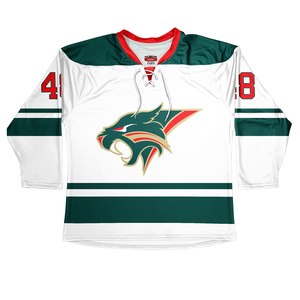 Maillots de hockey sur glace sublimés à col en V avec nom et numéro en sergé personnalisés à bas prix uniformes de hockey sur glace personnalisés - Product Image 1