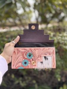 Portefeuille en cuir véritable sculpté à la main, pochette en cuir de vachette, couleur turquoise vintage, porte-cartes de crédit, porte-monnaie, cadeaux - Product Image 5