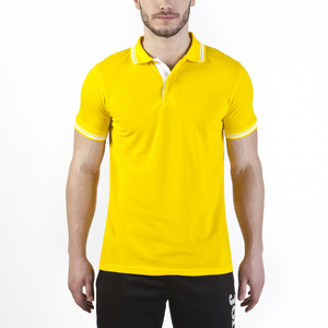 Polo en coton à manches courtes jaune pour homme, couleur unie, décontracté, respirant, tissage Oxford, coupe classique - Product Image 1