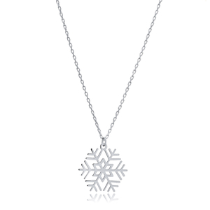 Collar con colgante liso con diseño de copo de nieve, joyería de plata de ley 925 hecha a mano al por mayor - Product Image 5