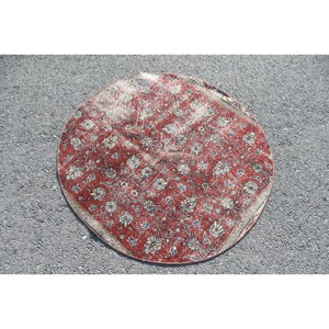 พรมขนแกะตุรกีแบบ4x4ft คลาสสิกดีไซน์แบบปะต่อสีแดงสีน้ำเงินทรงสี่เหลี่ยมผืนผ้าพื้นที่ขนาดใหญ่แอบสแตรกต์ขนาด10มม. โถงทางเดินทำจากยาง - Product Image 2