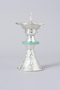 Laiton argenté et pierre verte Samai pour la maison et la décoration religieuse à vendre - Product Image 2