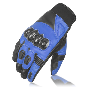 Gants thermiques d'été en cuir pour motards pour hommes, vêtements de course automobile, gants en cuir véritable bleu pour hommes - Product Image 2