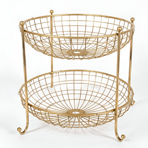 Vàng thanh lịch hai tầng kim loại giỏ đứng cho phong cách nhà bếp & ăn uống lưu trữ & Hiển thị trái cây/trang trí nội thất chủ Tủ gia vị giá - Product Image 2