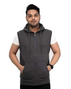 Sudadera con capucha y cremallera sin mangas personalizada para hombre, chaleco deportivo para gimnasio, camiseta sin mangas con capucha, ropa deportiva informal, sudaderas con capucha de entrenamiento al por mayor - Product Image 6