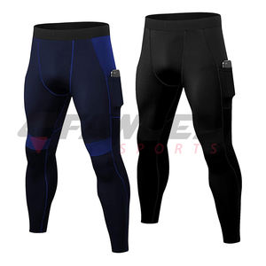 Paquete de 2 pantalones de entrenamiento para hombre, medias de compresión deportivas largas de secado rápido con bolsillo, mallas atléticas de gimnasio con bolsillos para hombre - Product Image 1