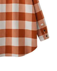 Chemise-veste surdimensionnée à carreaux blancs et orange rouille pour homme, personnalisée, à manches longues, boutonnée, chaude, pour l'hiver - Product Image 5