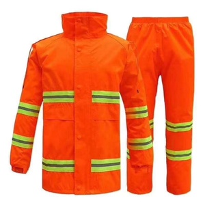Veste de travail de sécurité réfléchissante haute visibilité ANSI classe 1 pour hommes, orange, imperméable, en polyester, avec capuche - Product Image 6