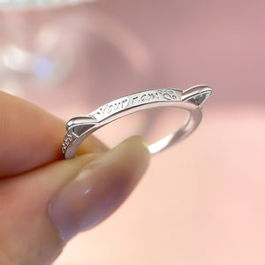 TIKTOK Animal Custom Name Graviert 925 Sterling Silber Ring Hot Selling Schöne Katzen ohr Rhodium 14 Karat vergoldete Haustiere Bänder - Product Image 1