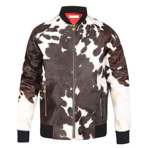 Veste en cuir à imprimé vache noir et blanc pour homme INDEX SPORTS WEAR, col rabattu, fermeture à boutons, vêtement décontracté d'hiver - Product Image 5