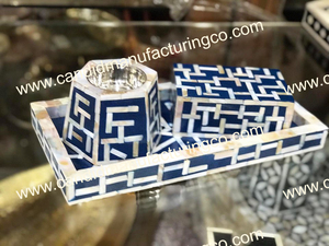 Meilleure qualité Acacia bois vadrouille incrustation résine incrustation boîte brûleur plateau ensemble pour la décoration de la maison arabe Mubkhar Bakhoor ensemble Ramdan cadeau - Product Image 3