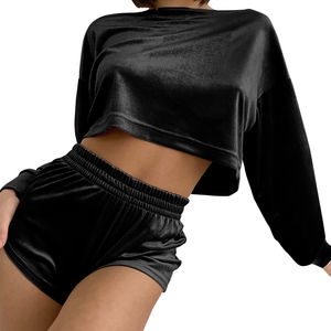 Ensemble court deux pièces décontracté d'été pour femme, haut court et short en coton, qualité supérieure 2026 - Product Image 4