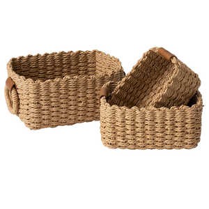 Set of Two Multifunctional Home Decorative Paper <b>Rope</b> Storage <b>Baskets</b> Handcrafted Customized Storage <b>Basket</b> Made in India - Product Image 1