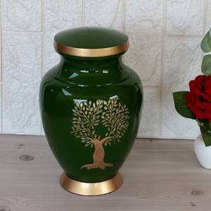 Urna de cremación de árbol verde para cenizas humanas, contenedor de metal para cenizas, urna funeraria para papá - Product Image 2
