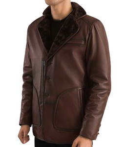 2025 vente en gros mode hommes en cuir de mouton véritable avec fausse doublure en polyester veste en cuir pour hommes vêtements d'hiver veste pour hommes - Product Image 3