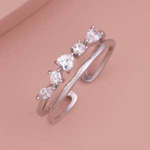 18K Fashion Inlay <b>Open</b> & Cluster <b>Ring</b> for Women-Islamic Design Trendy Gift Option - Product Image 1