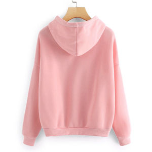 Sweats à capuche pour femmes avec logo imprimé DTF personnalisé Sweat-shirt en molleton de coupe ample rose bébé surdimensionné-Hiver délavé à l'acide - Product Image 2