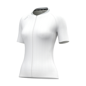 Maillot de cyclisme respirant et léger pour femme, blanc, en polyester personnalisé – Vêtement de sport - Product Image 1