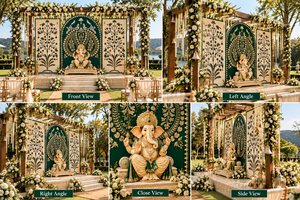 Grand Peacock Ganpati Entrance pour Mariages Hindous, Décoration Traditionnelle de Mariage Ganesha, Accessoire de Décoration Florale, Toile de Fond Haldi, Fibre UK - Product Image 6