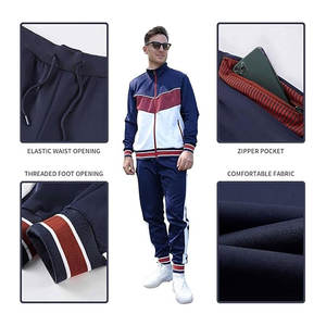 ชุดวอร์มสำหรับผู้ชายชุดวิ่งออกกำลังกายแบบลำลองสองชิ้นเสื้อผ้าเล่นกีฬาแขนยาวซิปเต็มตัวผ้าฝ้ายขนาดใหญ่ - Product Image 5