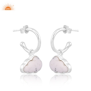 Pendiente de aro de diseño de nube de piedras preciosas de dendrita Natural de plata de ley fina superventas, joyería personalizada para mujer, regalo para ella - Product Image 3