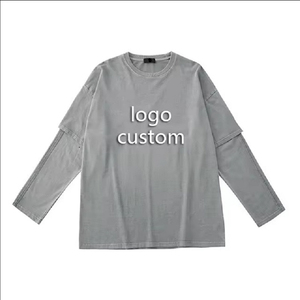 T-shirt à manches longues pour homme, double couche en polyester/coton, tricoté, de haute qualité, avec logo personnalisé, style vintage, anti-plis, collection 2026 - Product Image 6