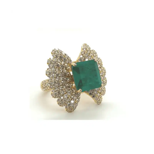 Diseños de anillo de dedo de oro de diamante puro oro amarillo de 14kt con diamantes naturales tachonados joyería anillo de dedo joyería de moda - Product Image 1