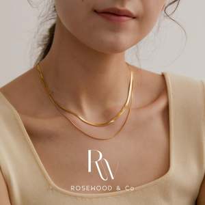 Collana a spina di pesce a doppio strato in oro da 3 mm, placcata oro, non si ossida, impermeabile, impilabile, alla moda - Product Image 2