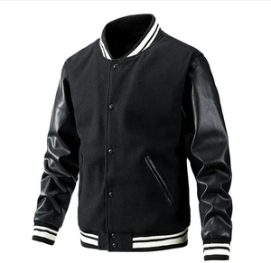 Chaqueta universitaria de alta calidad de fabricante OEM para hombre, Mangas de cuero de chenilla bordadas, letras de béisbol personalizadas a prueba de viento - Product Image 3