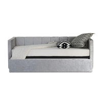 Ventes directes usine : Lit de repos moderne Conrad en bois massif et rembourré avec lit gigogne intégré, fournisseur Fujian, durable, confortable et simple