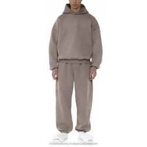 ชุดวอร์มเฮฟวี่เวทของผู้ชายผ้าฝ้ายมีฮู้ด2ชิ้นกางเกงวอร์มทรงหลวม400GSM 300GSM ออกแบบได้ตามต้องการ - Product Image 6