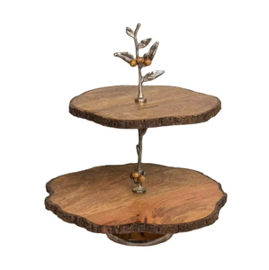 Rectangle Shape Dessert Serving <b>Stand</b> Highest Quality New Design Two <b>Tier</b> Wooden <b>Cake</b> <b>Stand</b> for Dining Table Decoration - Product Image 4