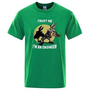 T-shirt décontracté surdimensionné à col rond en coton et élasthanne pour homme, design vierge, « Faites-moi confiance, je suis un ingénieur » - Product Image 3