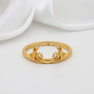 Anillo de asta de alce con corte de caradón para mujer, anillo de latón, joyería de moda, accesorios al por mayor para hombres, accesorios rellenos de oro de 18K - Product Image 5