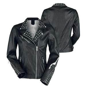 แจ็กเก็ตหนังแขนยาวสำหรับผู้หญิงเสื้อแจ็คเก็ตหนังมีกระดุมโลโก้ออกแบบได้ตามต้องการสำหรับฤดูหนาว - Product Image 6