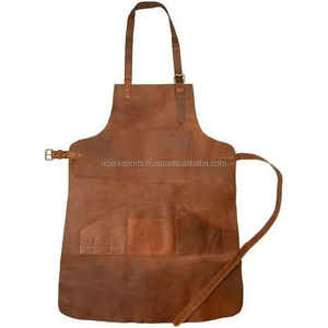 100 Genuine Cowhide Original Leather Brown <b>Black</b> Custom Logo Bib for Chefs Barbers BBQ Kitchen <b>Apron</b> Custom Design And Logo - Product Image 5
