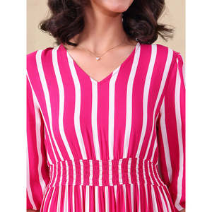 Striped Pure Rayon Women Tiered Maxi <b>Dress</b> - Product Image 2
