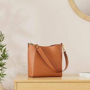 Bolsos de cuero para mujer, bolso de hombro de diseñador y bolsos con correa ancha desmontable y estilo cubo - Product Image 4
