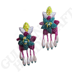 Boucles d'oreilles en coton perlé, broderie artisanale, écologiques, durables, style sportif, multicolores, bijoux de mode pour femmes, vente en gros, meilleur choix - Product Image 1