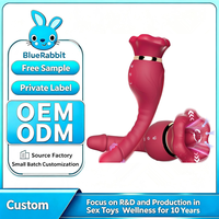 BlueRabbit 3 en 1 Nouveaux Jouets Sexuels Rose Grande Bouche Langue Lèche-Clitoris Vibrateur Puissant Godemiché à Poussée Intense Masturbateur pour Femme