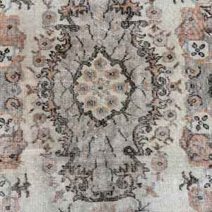 Alfombra Antigua, Alfombra Turca de 3.6x7 pies, Alfombra de Lana Marrón - Product Image 3