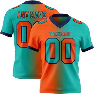 Maillot de football sublimé bleu orange, design d'équipe personnalisé, respirant, léger, manches courtes, numéro personnalisé - Product Image 2